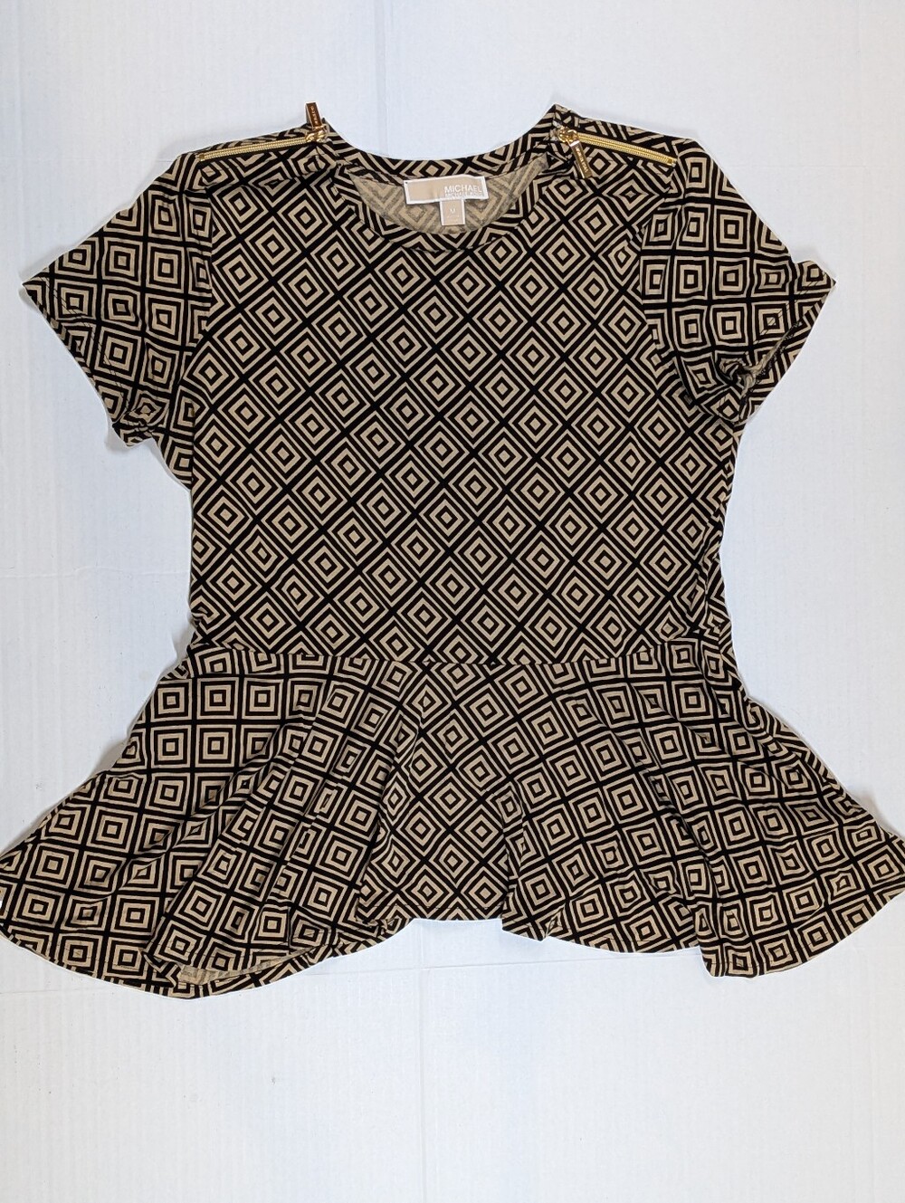 Michael Kors Black and Gold Short Sleeve Top